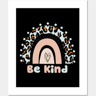 Be Kind, Leopard Rainbow Posters and Art